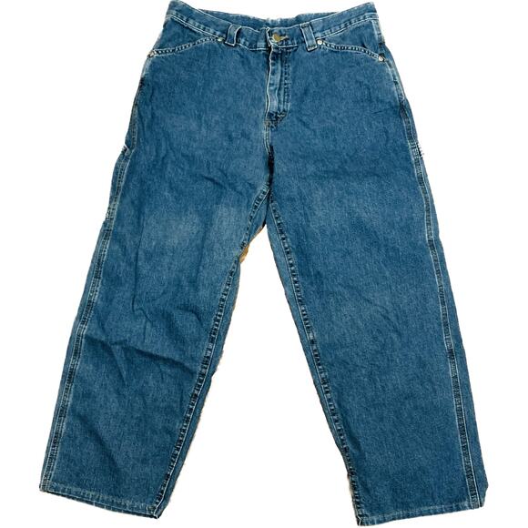 Lee Womens Carpenter Jeans 12P 33x26 Vintage Petite Medium Wash Straight Leg - Picture 1 of 9